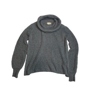 Pink Rose Womens Cowl Neck Sweater Gray Rib Knit Long Sleeve Size XL Fitted Cuff